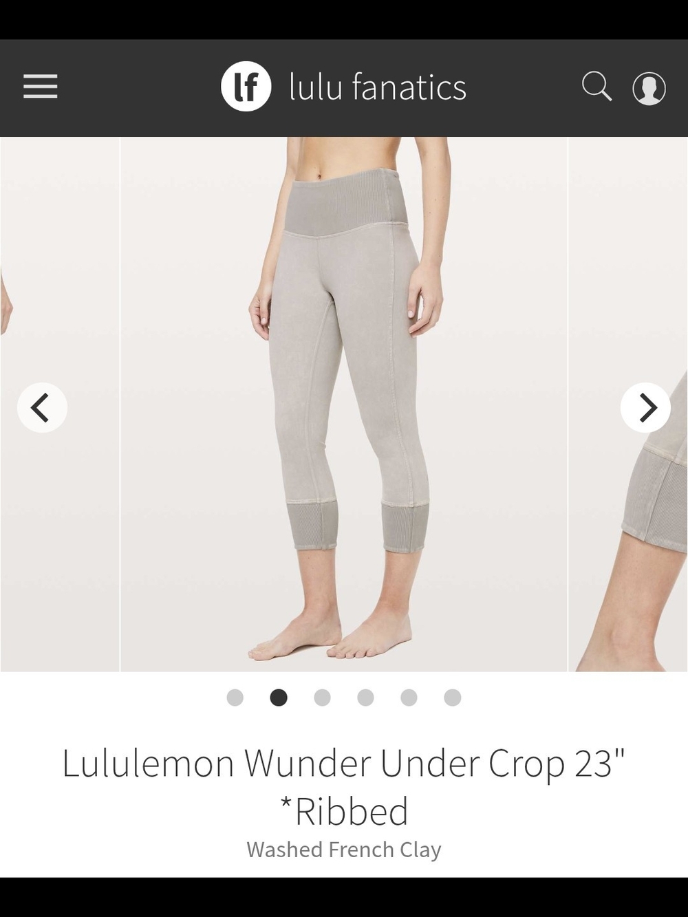 lululemon athletica Ribbed Wunder Under Crop Leggings in Washed French Clay